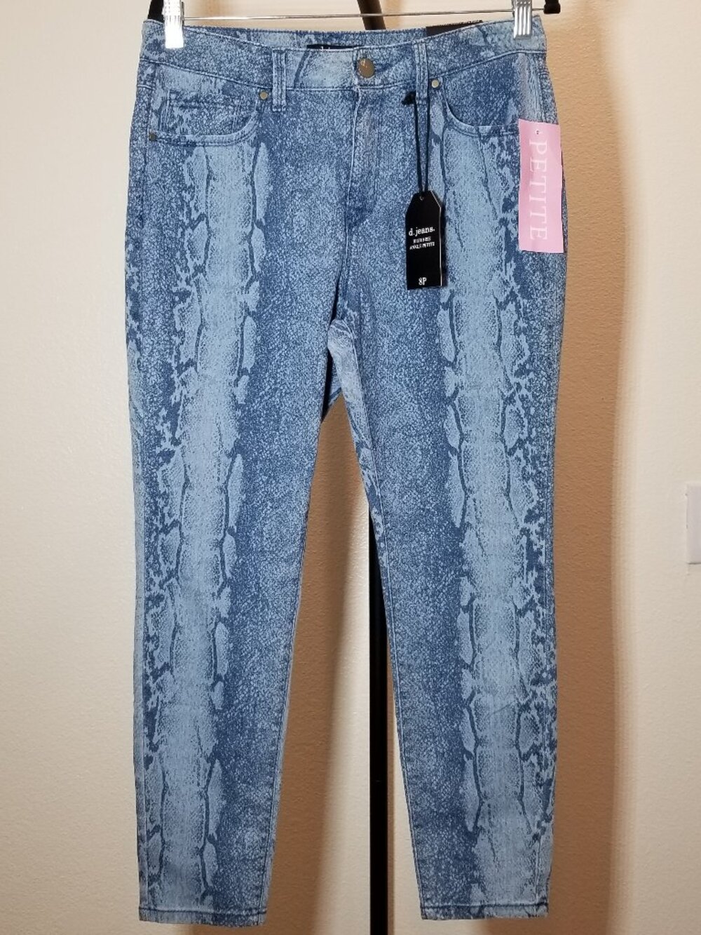 d. jeans Womens High Rise Ankle Jeans Blue Size 8P Snakeskin Retro Street NWT